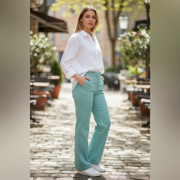 Guess by Marciano Pants - Marciano by Guess Aqua Blue Slim Dress Pants – Size 8 (EU 44)